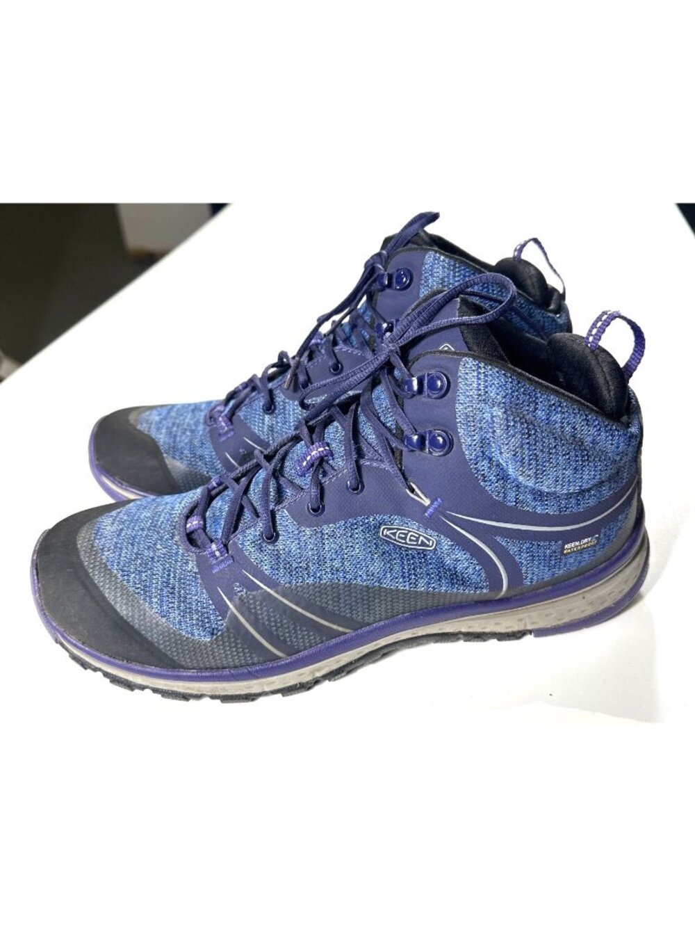 Keen Womens Waterproof Hiking Boots Size 10.5 US Blue Mesh Rubber Outdoor Shoes